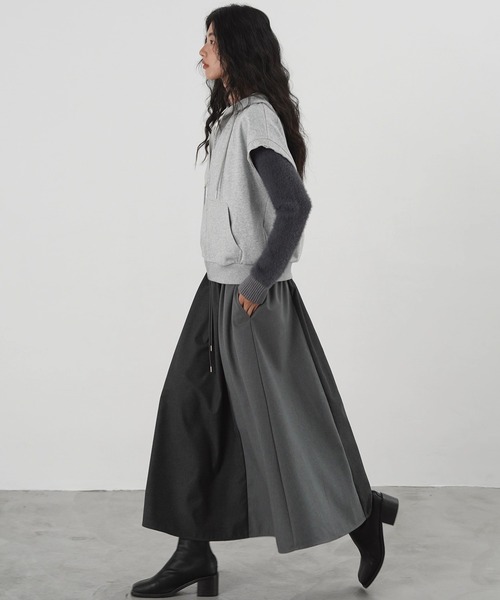 Fano Studios（ファノ ストゥディオズ）の「バイカラースレアスカート EM25a065【EIGHTHMONTH】（スカート・レディース・ダークグレー・L/M/S）」の7枚目の写真