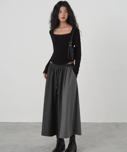 Fano Studios（ファノ ストゥディオズ）の「バイカラースレアスカート EM25a065【EIGHTHMONTH】（スカート・レディース・ダークグレー・L/M/S）」の9枚目の写真