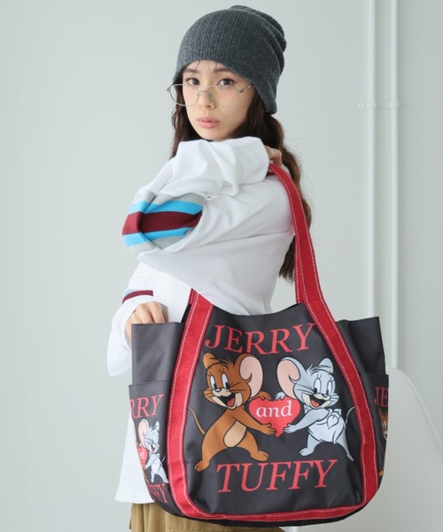 Tom＆Jerry（トムアンドジェリー）の「トムとジェリー バルーントート2（トートバッグ・レディース・オレンジ/オレンジ系/ブラック系その他/ターコイズブルー/イエロー系その他/レッド/イエロー/カラフル/ダークブルー/オリーブ/レッド系その他/グリーン/ブラック・FREE）」の3枚目の写真