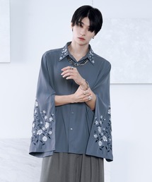 きめちゃん　45rpm 　グレー地の花柄のブラウス きめちゃん様専用 45rpm グレー地の花柄のブラウス