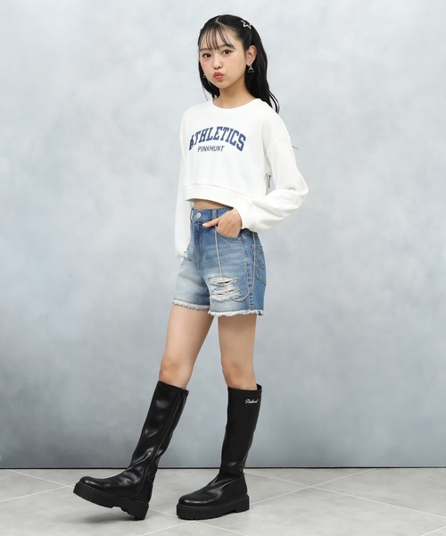 PINKHUNT（ピンクハント）の「PINKHUNT ピンクハント カレッジロゴショート丈トレーナー 0951K（ボトムス別売）（スウェット・キッズ・ブラック/ライトブルー/オフホワイト・120cm/130cm/140cm/150cm/160cm）」の11枚目の写真