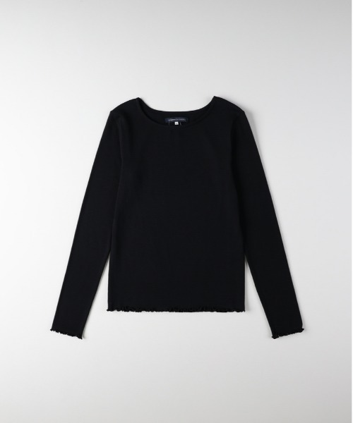 Right-on（ライトオン）の「【HONEYSUCKLE ROSE】リブメローロングスリーブＴシャツ（Tシャツ/カットソー・レディース・オフホワイト/ブラック/ブラック×ホワイト/ブルー・M/L/S）」の3枚目の写真