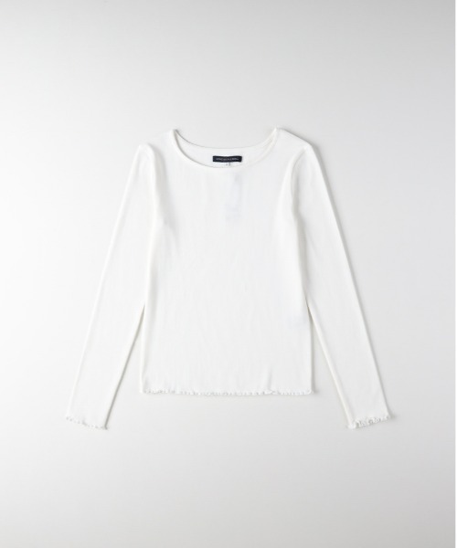 Right-on（ライトオン）の「【HONEYSUCKLE ROSE】リブメローロングスリーブＴシャツ（Tシャツ/カットソー・レディース・オフホワイト/ブラック/ブラック×ホワイト/ブルー・M/L/S）」の5枚目の写真