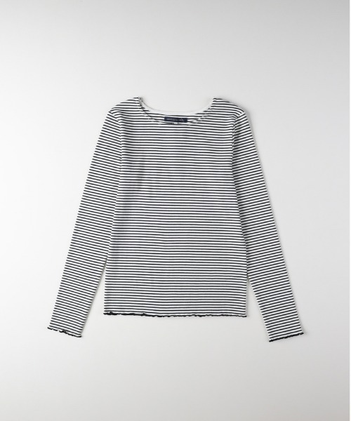 Right-on（ライトオン）の「【HONEYSUCKLE ROSE】リブメローロングスリーブＴシャツ（Tシャツ/カットソー・レディース・オフホワイト/ブラック/ブラック×ホワイト/ブルー・M/L/S）」の8枚目の写真