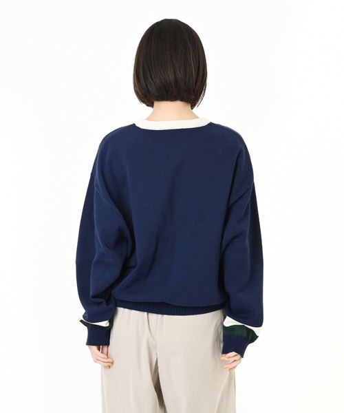 New Balance ネイビー セーター セール】ラインニットプルオーバー（ニット/セーター）｜New Balance
