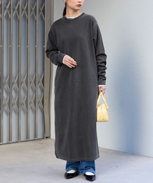 MONO-MART（モノマート）の「<アンチピリング/ウォッシャブル>ヴィンテージライク ダンボールカットソーロングスリットワンピース（ワンピース）」