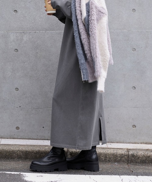 ロージーモンスター　KIKI knit OP グレー　Sサイズ シアーストライプギャザースリーブワンピース-short & regular | 小柄