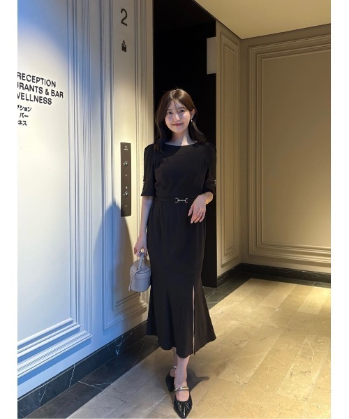 Houndstooth Belted Mermaid Dress