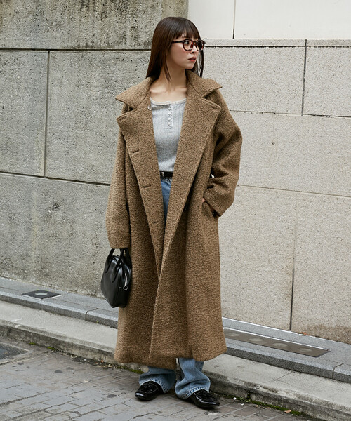 コート caramel 4y モヘアカットシャギーテントラインコート(M ライトグレー): AIMER