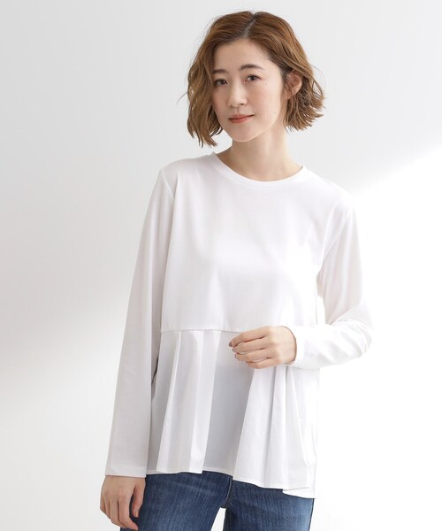 grove（グローブ）の「裾切替タックペプラムTシャツ（Tシャツ/カットソー・レディース・ブラック/オフホワイト/ブルー系その他4・02/01/04/03/05）」の2枚目の写真