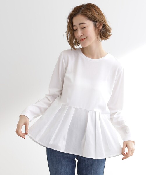 grove（グローブ）の「裾切替タックペプラムTシャツ（Tシャツ/カットソー・レディース・ブラック/オフホワイト/ブルー系その他4・02/01/04/03/05）」の4枚目の写真