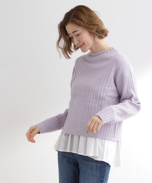 grove（グローブ）の「裾切替タックペプラムTシャツ（Tシャツ/カットソー・レディース・ブラック/オフホワイト/ブルー系その他4・02/01/04/03/05）」の5枚目の写真