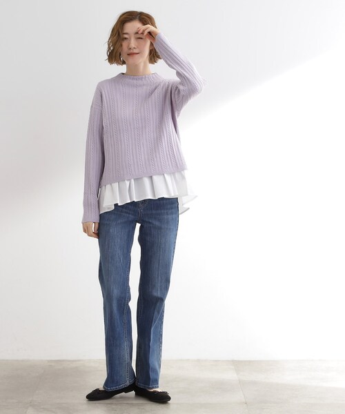 grove（グローブ）の「裾切替タックペプラムTシャツ（Tシャツ/カットソー・レディース・ブラック/オフホワイト/ブルー系その他4・02/01/04/03/05）」の6枚目の写真