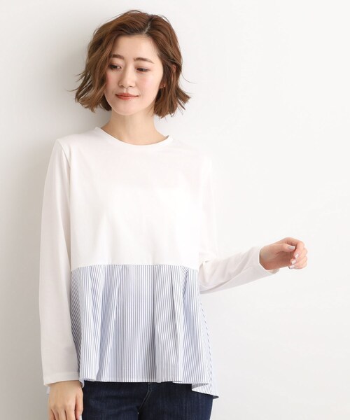 grove（グローブ）の「裾切替タックペプラムTシャツ（Tシャツ/カットソー・レディース・ブラック/オフホワイト/ブルー系その他4・02/01/04/03/05）」の12枚目の写真