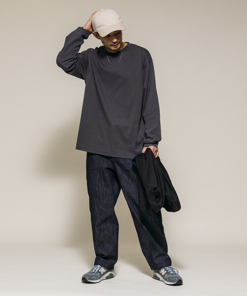 セール】High-Twist Smooth ソリッド ロングスリーブTシャツ/無地（T
