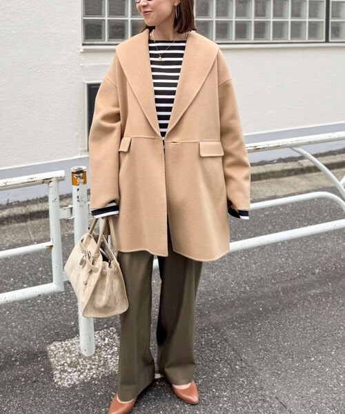 NOLLEY’S Sophi（ノーリーズソフィ）の「SUPER140リバーショールコート（その他アウター・レディース・ダークブラウン/キャメル/ベージュ/ネイビー・38/36）」の17枚目の写真