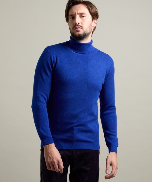 HIDEAWAYS BLACK】シルク混 ミラノリブタートルネックニット（ニット