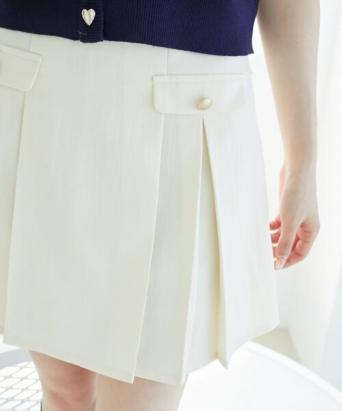 MAJESTIC LEGON(マジェスティックレゴン)の「ゴールドボタンプリーツミニスカパン(スカート・レディース・ブラウン/アイボリー/グレー・MEDIUM)」の10枚目の写真