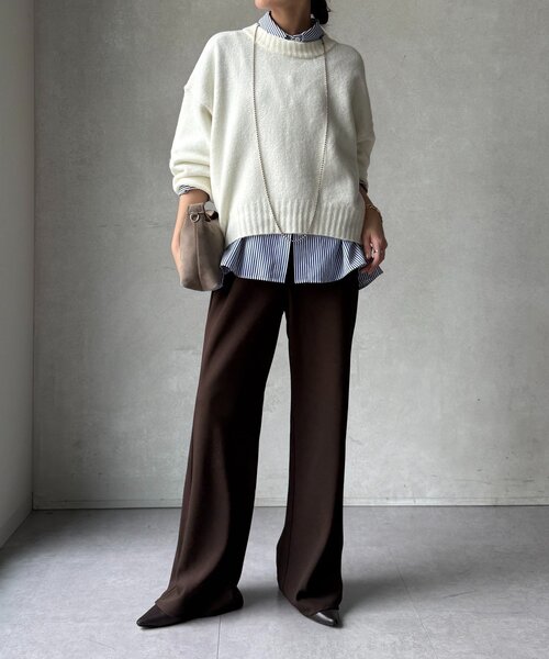 DouDou(ドゥドゥ)の「【WEB限定】クルーネックショートプルオーバー(ニット/セーター・レディース・レッド/キャメル/オフホワイト/チャコールグレー・FREE)」の8枚目の写真