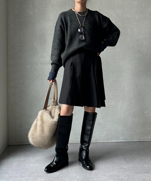 DouDou(ドゥドゥ)の「【WEB限定】クルーネックショートプルオーバー(ニット/セーター・レディース・レッド/キャメル/オフホワイト/チャコールグレー・FREE)」の16枚目の写真