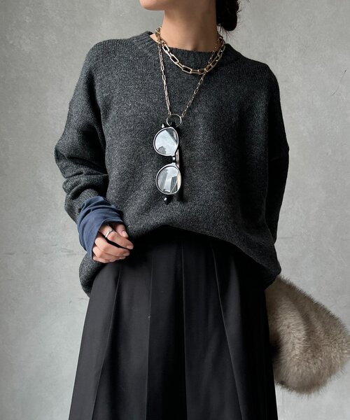 DouDou(ドゥドゥ)の「【WEB限定】クルーネックショートプルオーバー(ニット/セーター・レディース・レッド/キャメル/オフホワイト/チャコールグレー・FREE)」の21枚目の写真