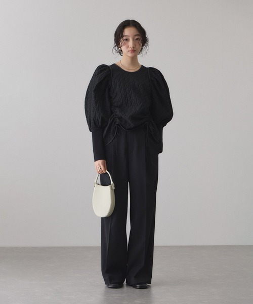 ジャガードコンビギャザートップス（Tシャツ/カットソー）｜ADAM ET