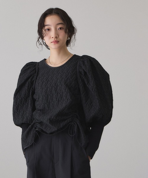 コムデギャルソン　ギャザー　トップス ジャガードコンビギャザートップス（Tシャツ/カットソー）｜ADAM ET