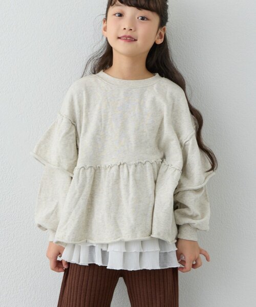 CIAOPANIC TYPY(チャオパニックティピー)の「【WEB限定】【KIDS】ピグメント加工フリルスウェット(Tシャツ/カットソー・キッズ・チャコールグレー/サックスブルー/ピンク/グレー・MEDIUM/LARGE/X-LARGE/XX-LARGE)」の2枚目の写真