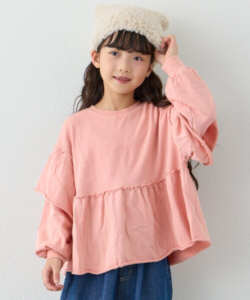 CIAOPANIC TYPY(チャオパニックティピー)の「【WEB限定】【KIDS】ピグメント加工フリルスウェット(Tシャツ/カットソー・キッズ・チャコールグレー/サックスブルー/ピンク/グレー・MEDIUM/LARGE/X-LARGE/XX-LARGE)」の4枚目の写真