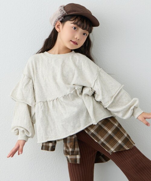 CIAOPANIC TYPY(チャオパニックティピー)の「【WEB限定】【KIDS】ピグメント加工フリルスウェット(Tシャツ/カットソー・キッズ・チャコールグレー/サックスブルー/ピンク/グレー・MEDIUM/LARGE/X-LARGE/XX-LARGE)」の6枚目の写真