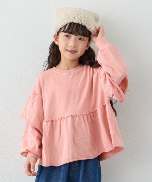 CIAOPANIC TYPY(チャオパニックティピー)の「【WEB限定】【KIDS】ピグメント加工フリルスウェット(Tシャツ/カットソー・キッズ・チャコールグレー/サックスブルー/ピンク/グレー・MEDIUM/LARGE/X-LARGE/XX-LARGE)」の12枚目の写真