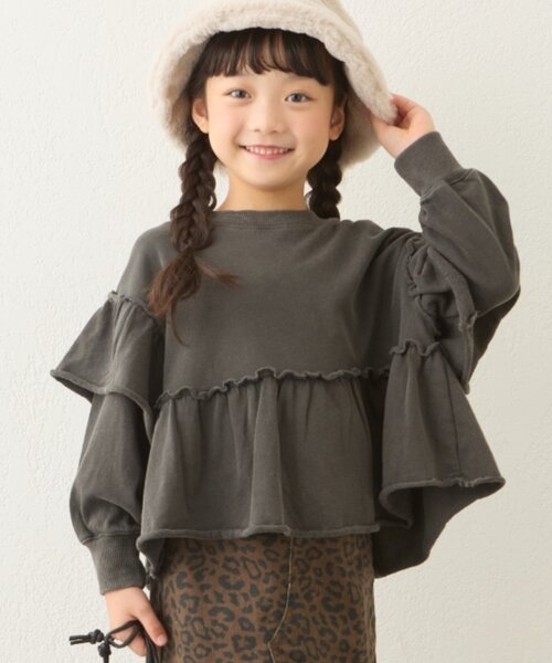 CIAOPANIC TYPY(チャオパニックティピー)の「【WEB限定】【KIDS】ピグメント加工フリルスウェット(Tシャツ/カットソー・キッズ・チャコールグレー/サックスブルー/ピンク/グレー・MEDIUM/LARGE/X-LARGE/XX-LARGE)」の20枚目の写真