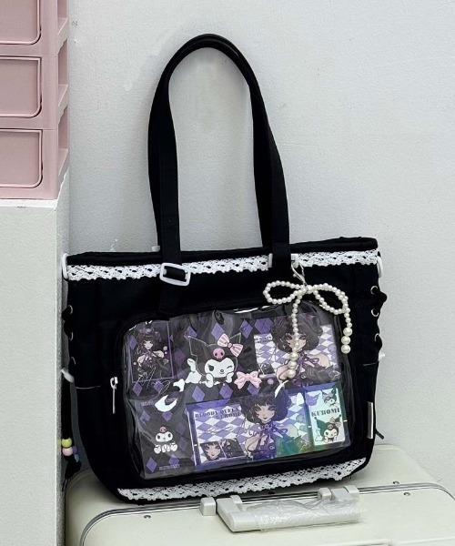 FREE STYLISTS（フリー スタイリスト）の「Y2K 可愛い レース 多ポケット  大容量  痛バッグ  2WAY（ショルダーバッグ・レディース・ブラック・FREE）」の4枚目の写真