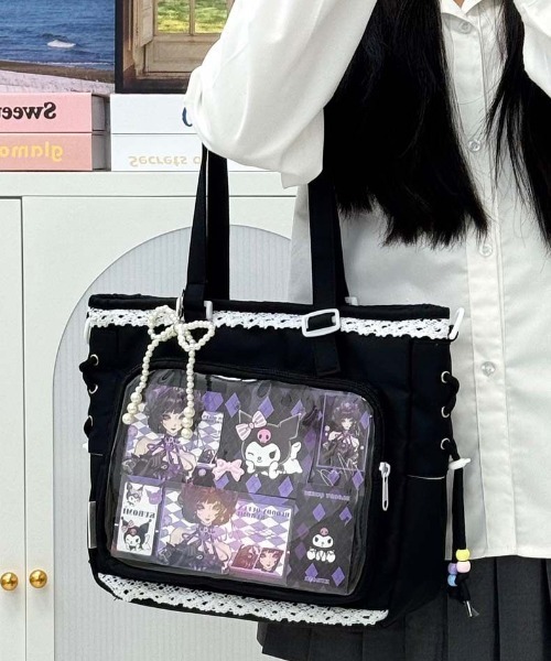 FREE STYLISTS（フリー スタイリスト）の「Y2K 可愛い レース 多ポケット  大容量  痛バッグ  2WAY（ショルダーバッグ・レディース・ブラック・FREE）」の5枚目の写真