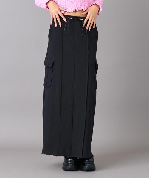 ANAP（アナップ）の「裏毛 スウェット カーゴ ロング スカート（スカート・レディース・グレー/ブラック・F）」の21枚目の写真