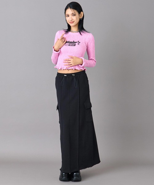 ANAP（アナップ）の「裏毛 スウェット カーゴ ロング スカート（スカート・レディース・グレー/ブラック・F）」の15枚目の写真