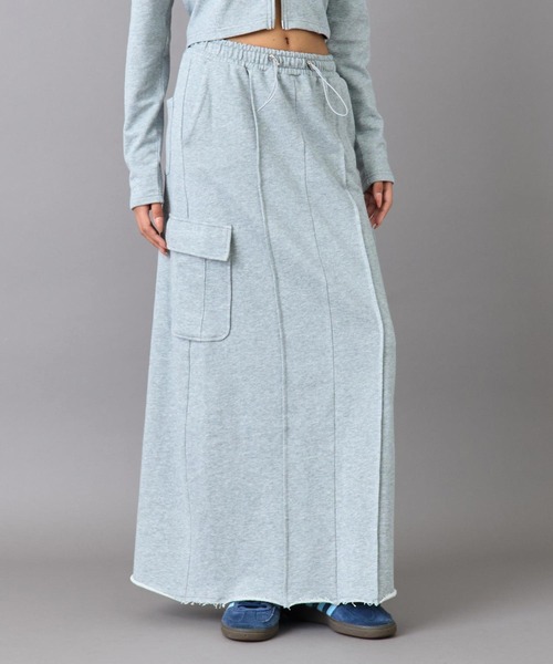 ANAP（アナップ）の「裏毛 スウェット カーゴ ロング スカート（スカート・レディース・グレー/ブラック・F）」の17枚目の写真