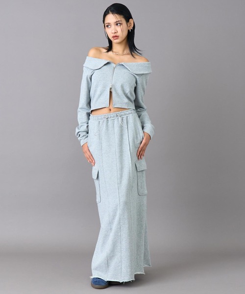 ANAP（アナップ）の「裏毛 スウェット カーゴ ロング スカート（スカート・レディース・グレー/ブラック・F）」の20枚目の写真