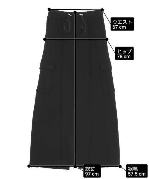 ANAP（アナップ）の「裏毛 スウェット カーゴ ロング スカート（スカート・レディース・グレー/ブラック・F）」の11枚目の写真