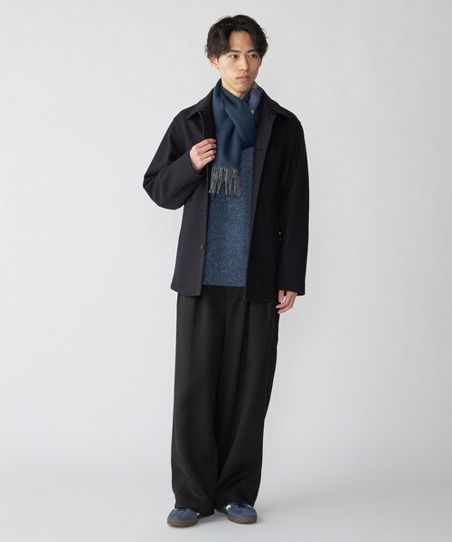 SHIPS（シップス）の「SHIPS: カシミヤ ダブルフェイス チェック マフラー（マフラー・メンズ・パープル/グレー/レッド/ブルー・ONE SIZE）」の7枚目の写真