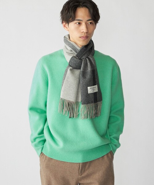 SHIPS（シップス）の「SHIPS: カシミヤ ダブルフェイス チェック マフラー（マフラー・メンズ・パープル/グレー/レッド/ブルー・ONE SIZE）」の9枚目の写真