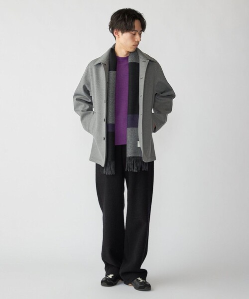 SHIPS（シップス）の「SHIPS: カシミヤ ダブルフェイス チェック マフラー（マフラー・メンズ・パープル/グレー/レッド/ブルー・ONE SIZE）」の11枚目の写真