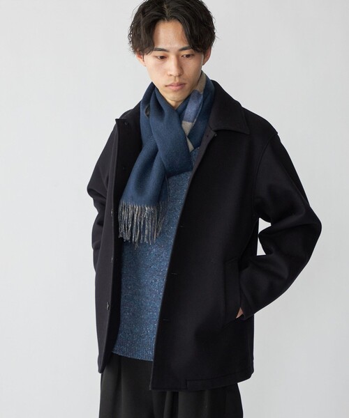 SHIPS: カシミヤ ダブルフェイス チェック マフラー（マフラー