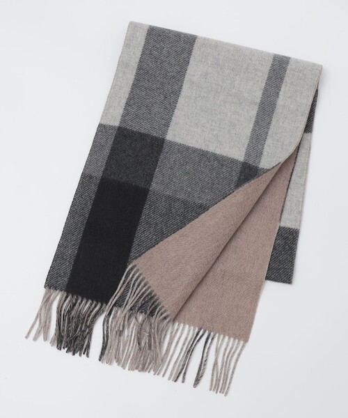 SHIPS: カシミヤ ダブルフェイス チェック マフラー（マフラー