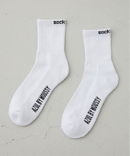 AZUL by moussy(アズールバイマウジー)の「ロゴジャガードミドルソックス(ソックス/靴下・メンズ・グレー/ネイビー/ブラック/ホワイト・FREE)」の2枚目の写真