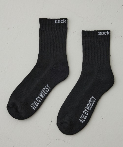 AZUL by moussy(アズールバイマウジー)の「ロゴジャガードミドルソックス(ソックス/靴下・メンズ・グレー/ネイビー/ブラック/ホワイト・FREE)」の3枚目の写真