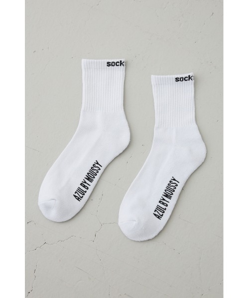 AZUL by moussy(アズールバイマウジー)の「ロゴジャガードミドルソックス(ソックス/靴下・メンズ・グレー/ネイビー/ブラック/ホワイト・FREE)」の5枚目の写真