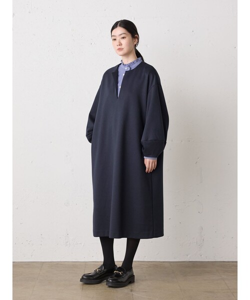 MidiUmi(ミディウミ)の「MidiUmi スムースダブルニットスキッパーワンピース(ワンピース・レディース・ブラック/ネイビー系2/ネイビー・FREE)」の8枚目の写真