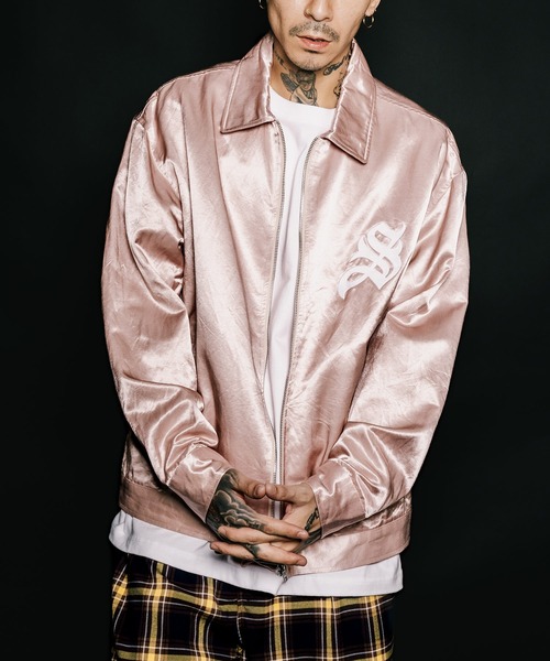 Subciety(サブサエティ)の「Satin swing top(ブルゾン・メンズ・アイボリー/ネイビー/ピンク・SMALL/MEDIUM/LARGE/X-LARGE)」の1枚目の写真