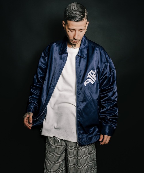 Subciety(サブサエティ)の「Satin swing top(ブルゾン・メンズ・アイボリー/ネイビー/ピンク・SMALL/MEDIUM/LARGE/X-LARGE)」の9枚目の写真
